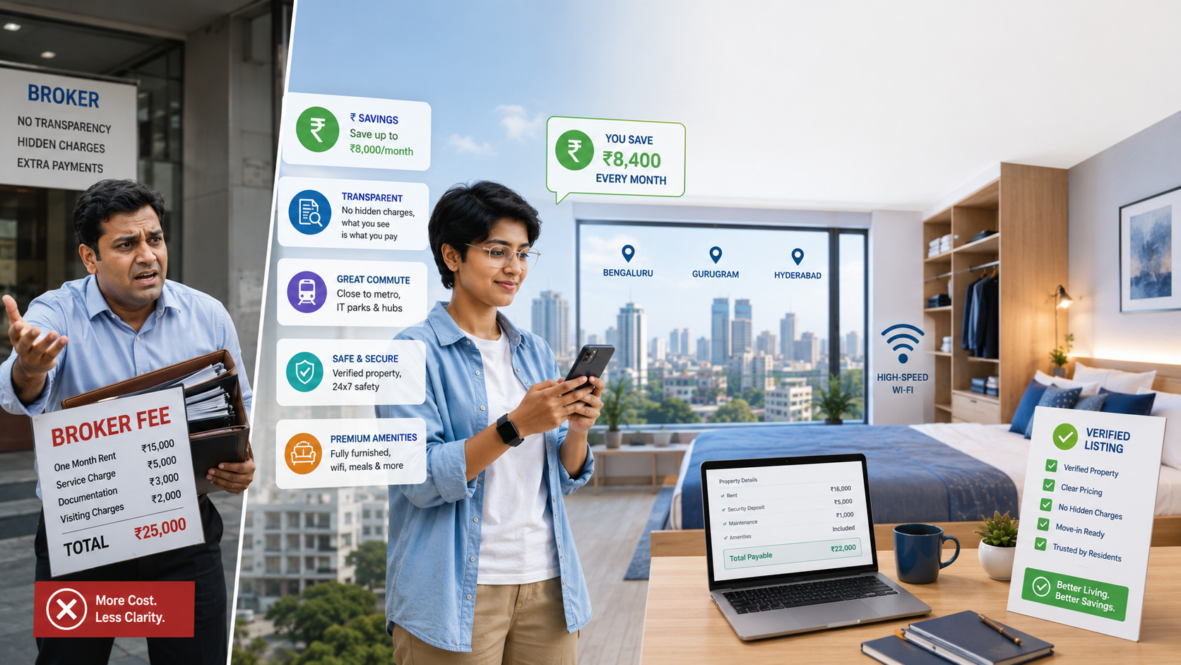 Broker vs No-Brokerage Coliving Platform: Which Saves More Money in 2026?